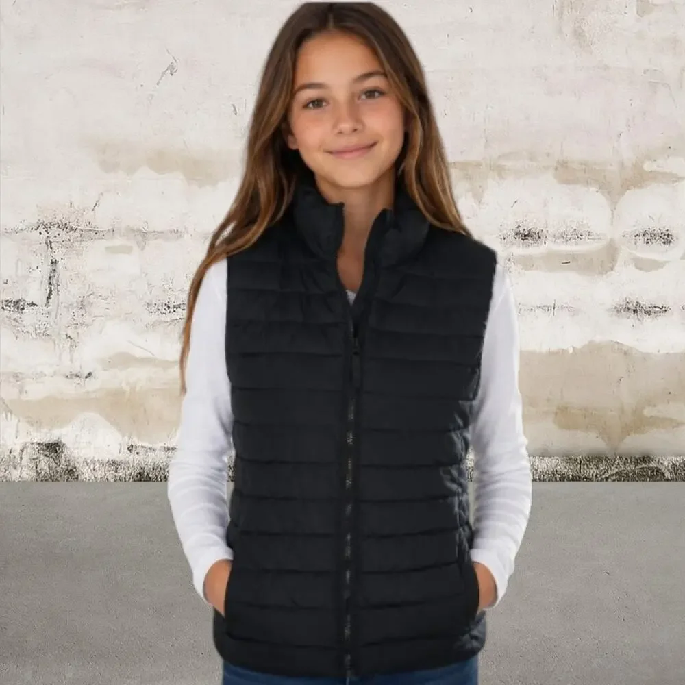Old Navy Active Kids Black Puffer Vest Size XL (14/16)